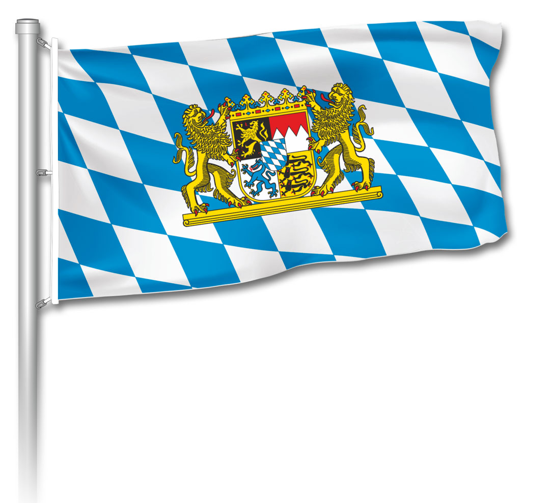Flagge - bayerische Raute / Staatswappen mit Karabinerhaken