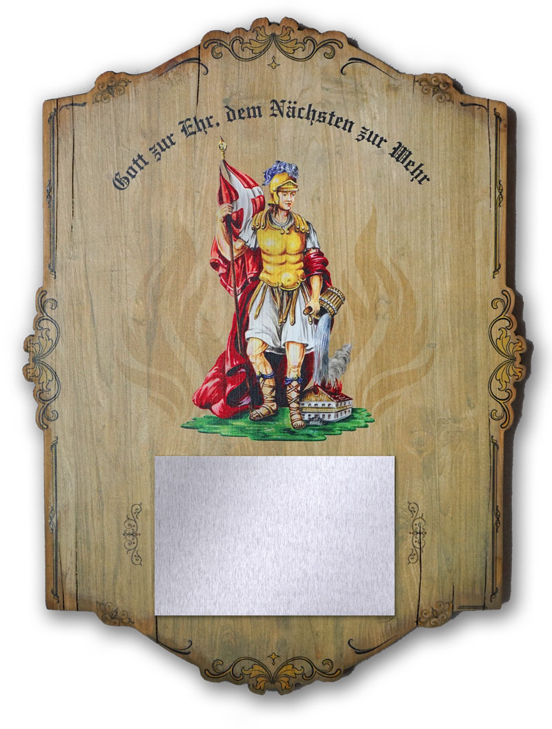 Ehrentafel auf Holz gedruckt Feuerwehr