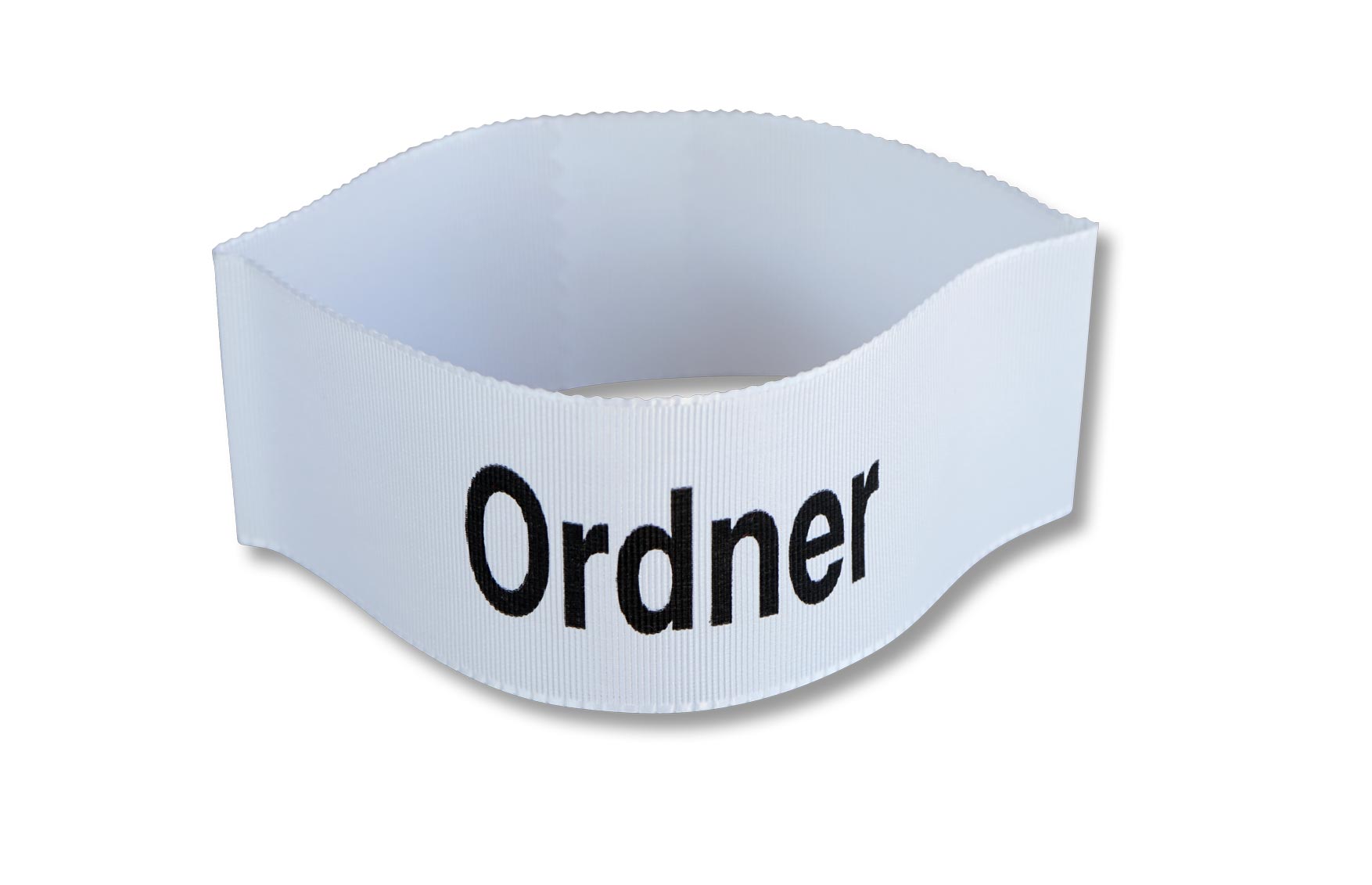 Ordnerbinde weiß mit schwarzer Schrift