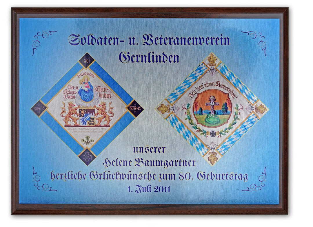 Ehrentafel gedruckt mit Wandbrett