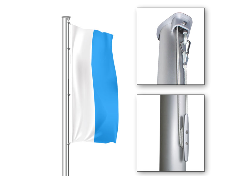 Fahnenmast aus Aluminium A-Z75, mit Standard-Hissvorrichtung, 5m