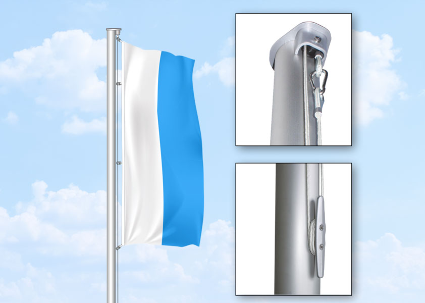 Aluminium Fahnenmast A-Z75, mit Standard-Hissvorrichtung