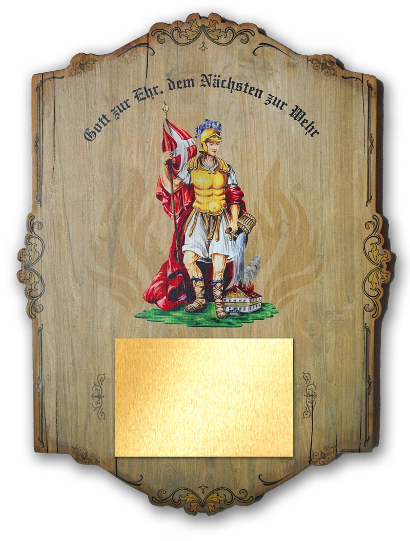 Ehrentafel auf Holz gedruckt Feuerwehr