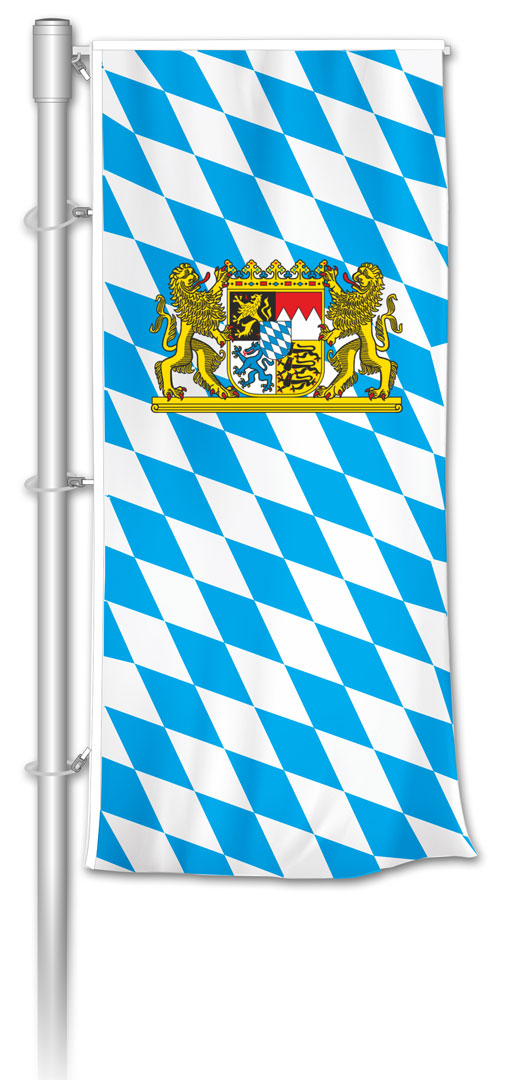 Auslegerfahne bayerische Raute mit Staatswappen
