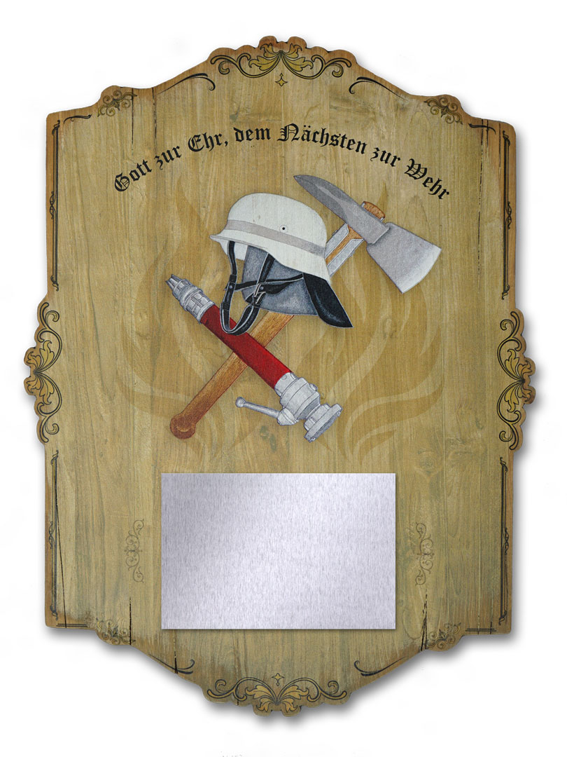 Ehrentafel auf Holz gedruckt Feuerwehr