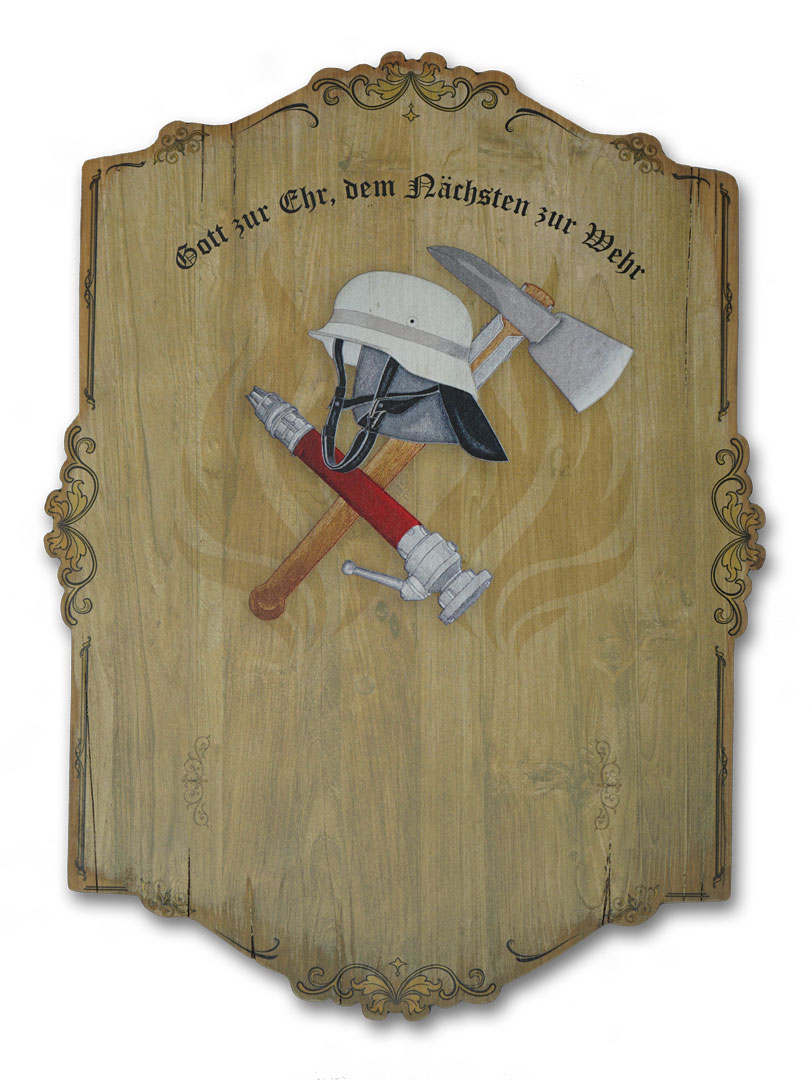 Ehrentafel auf Holz gedruckt Feuerwehr