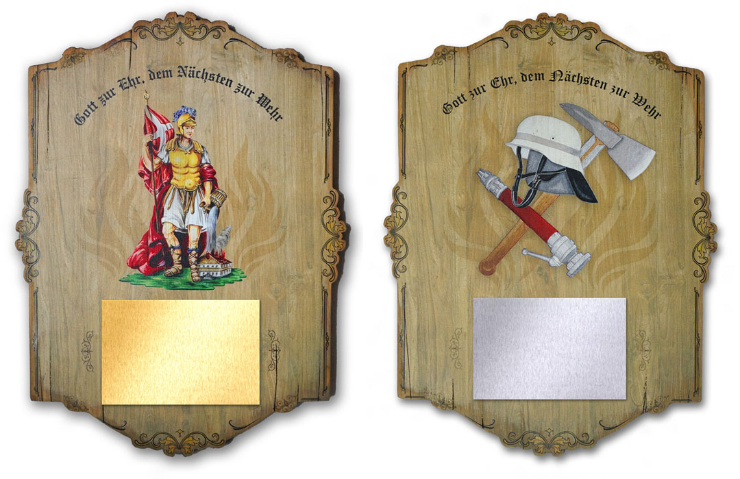 Ehrentafel auf Holz gedruckt Feuerwehr