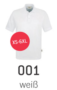 Weisses Poloshirt in den Größen XS-6XL. Premiumqualität, robust und haltbar bei besonders schöner Optik
